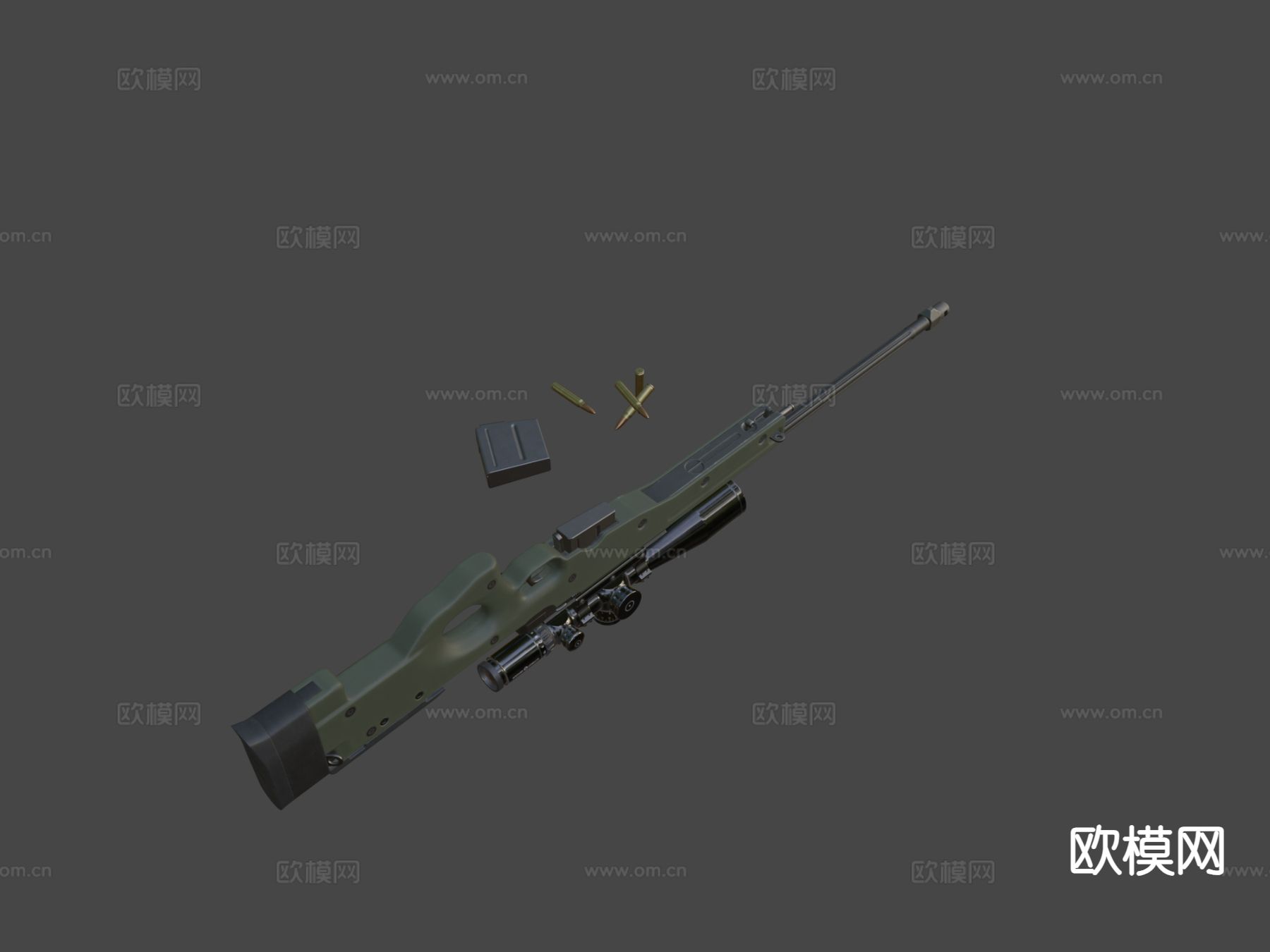 AWM狙击步枪su模型下载（渲染图5）