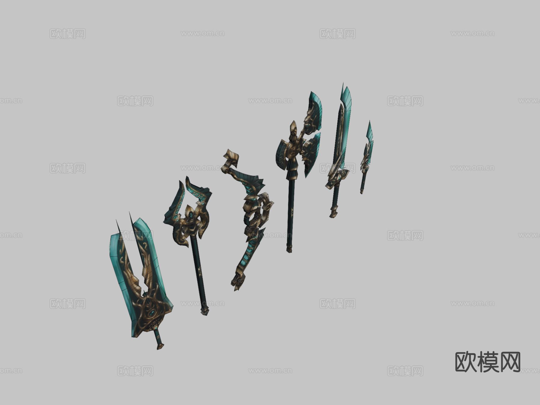 幻想闪电武器套装su模型下载（渲染图3）