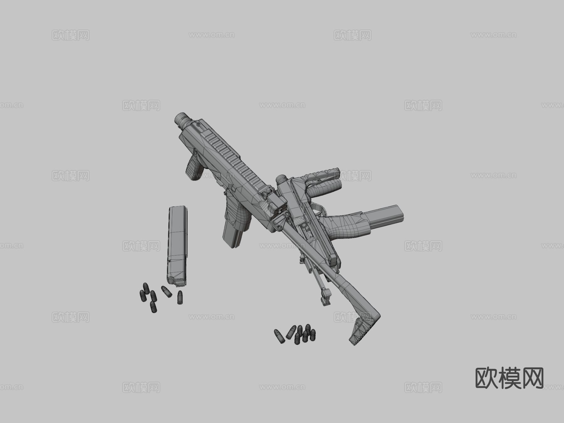 MP9冲锋枪su模型下载（渲染图3）