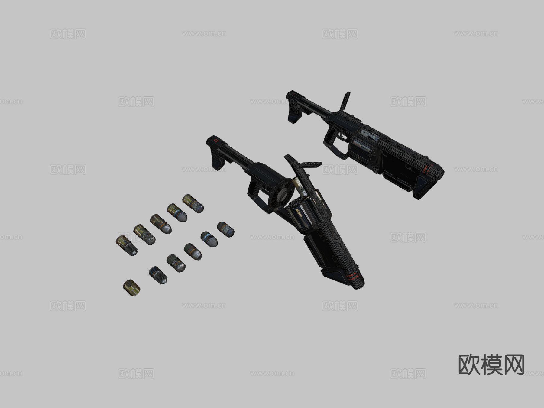 科幻榴弹器 发射器su模型下载（渲染图1）