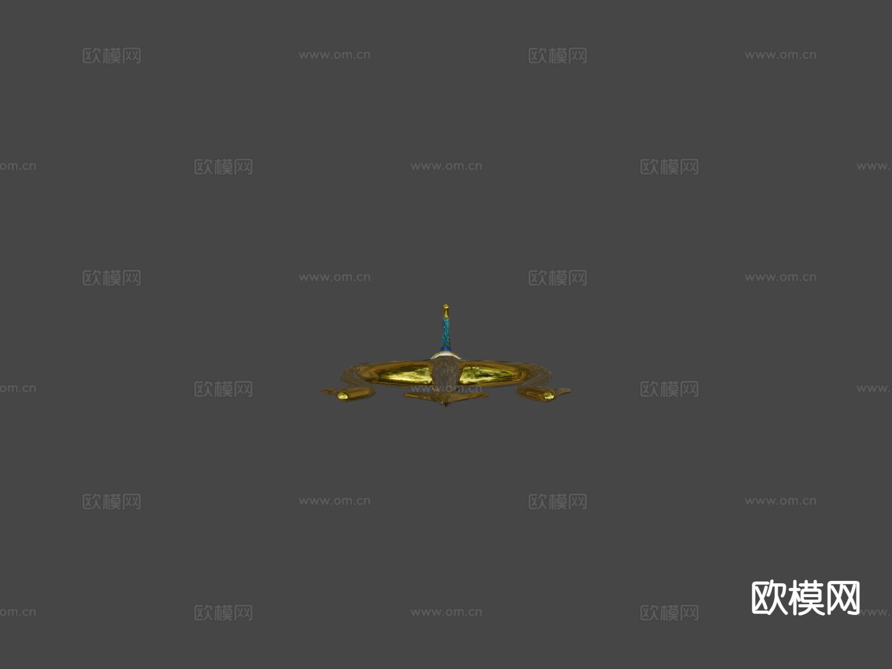 波塞冬的金色三叉戟su模型下载（渲染图5）