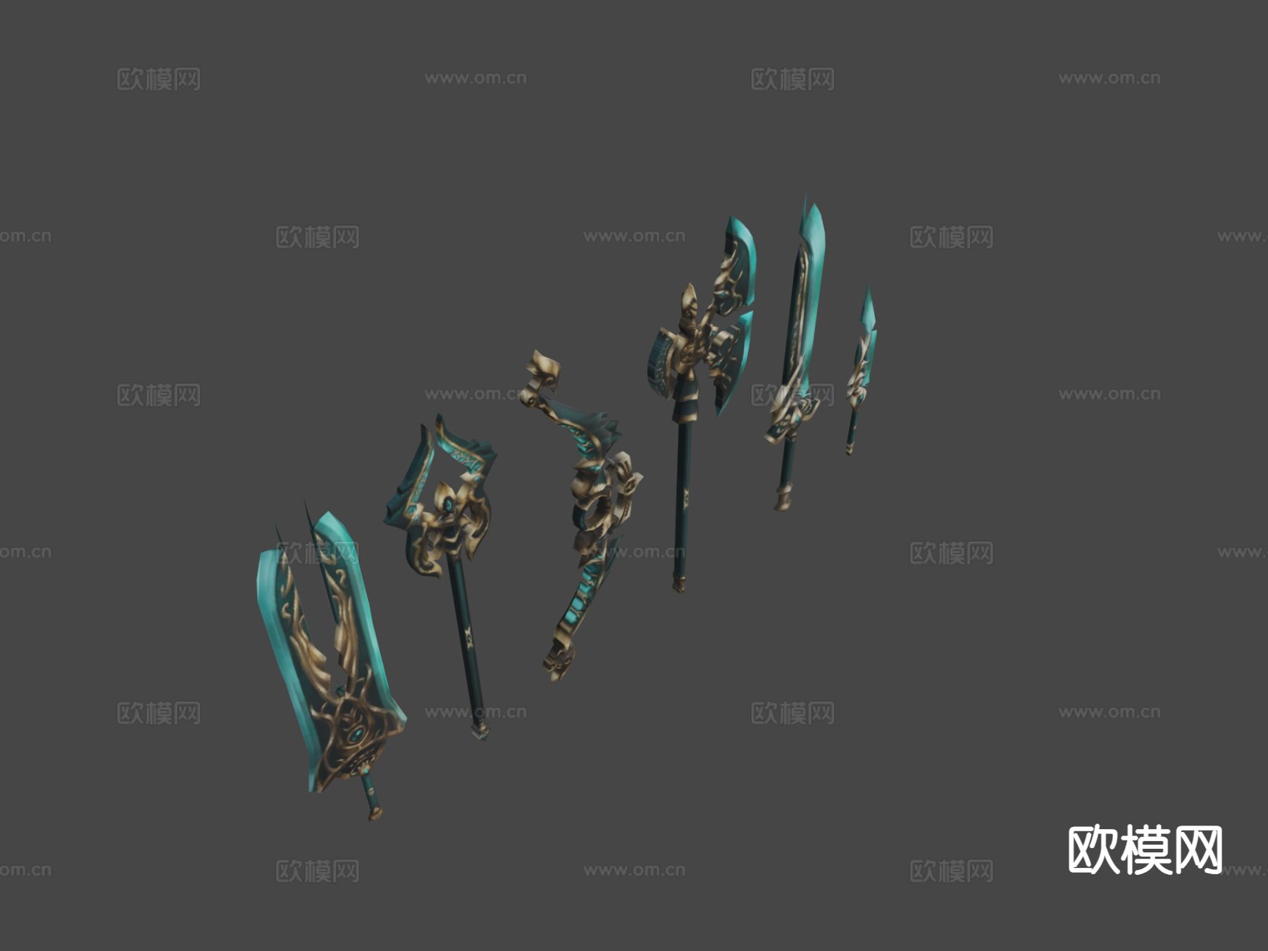 幻想闪电武器套装su模型下载（渲染图6）