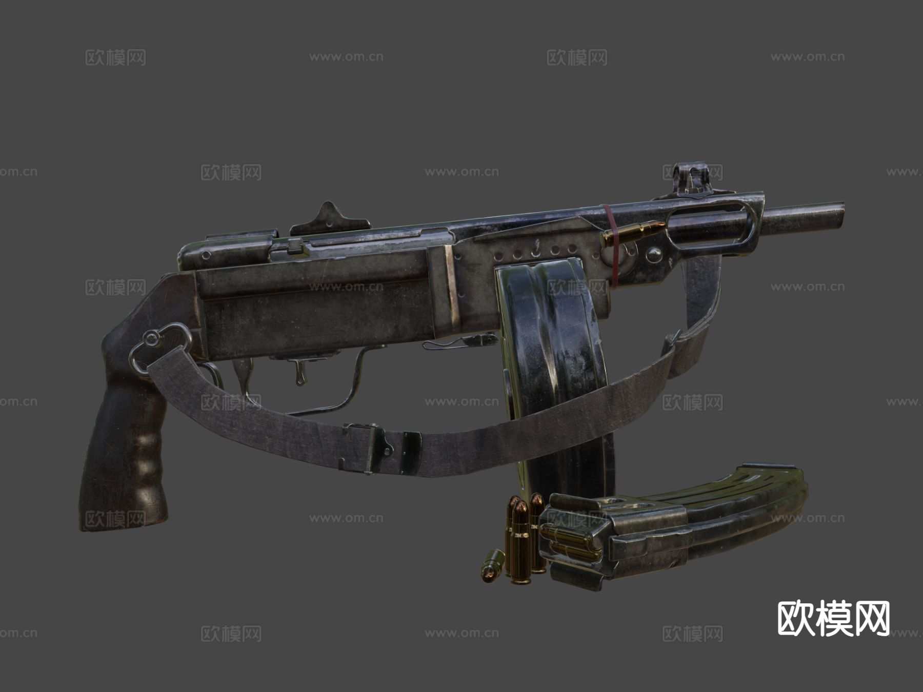 枪械 机枪su模型下载（渲染图4）