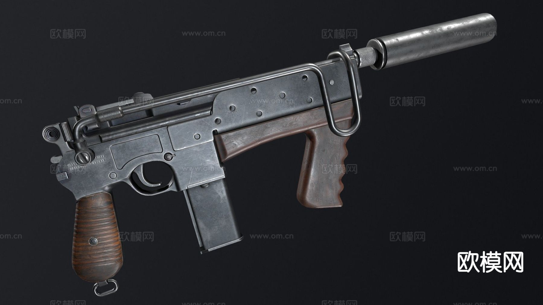 毛瑟M712突击卡宾枪su模型下载（渲染图2）