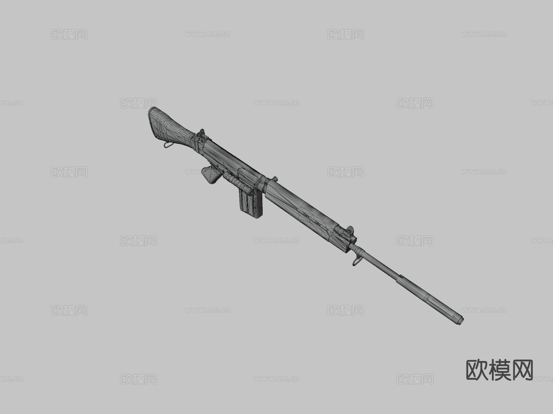 折叠式自动步枪su模型下载（渲染图5）