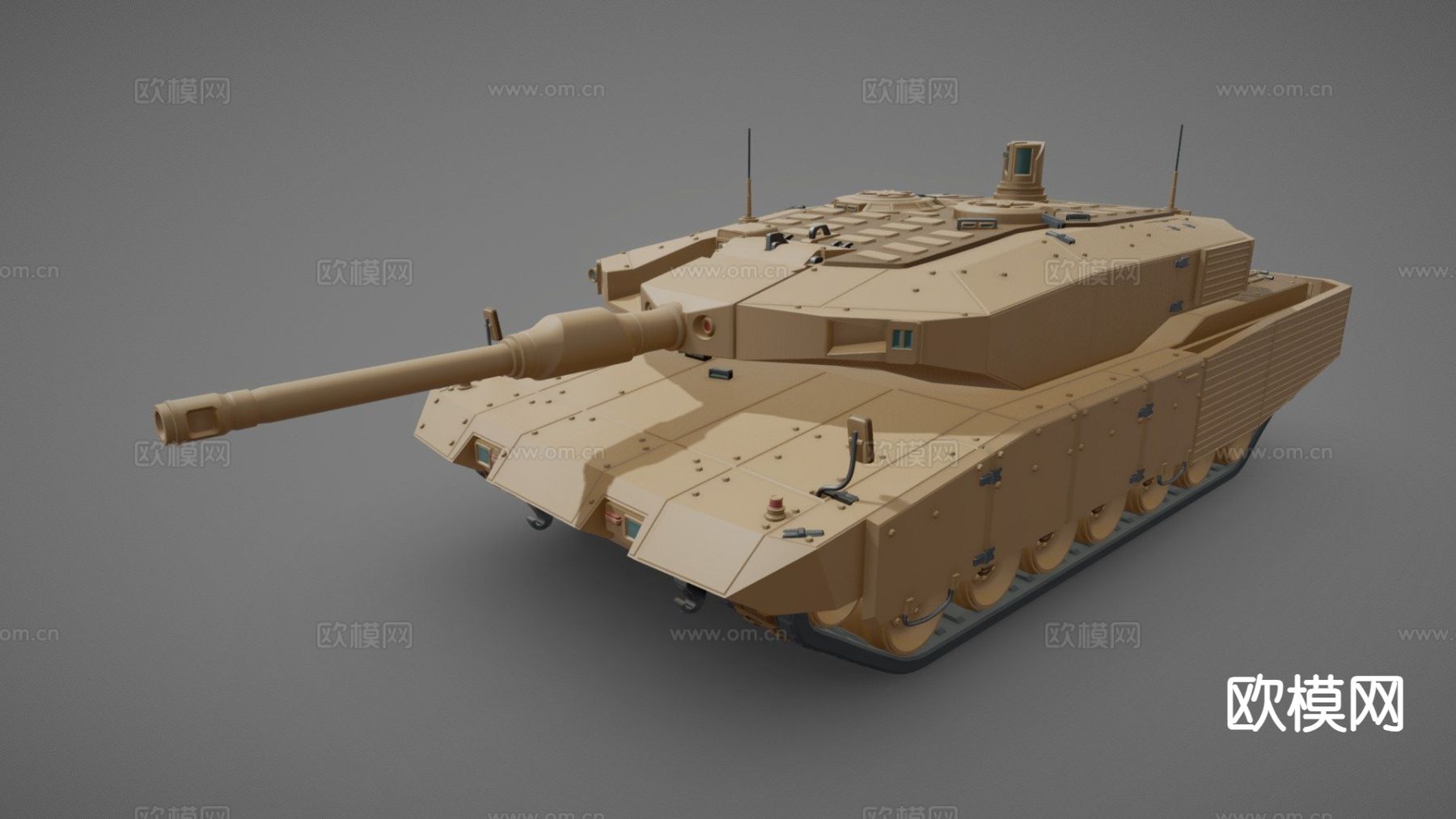 豹2A7坦克su模型下载（渲染图2）