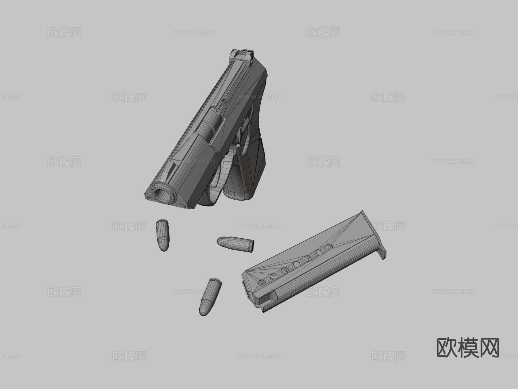 沃尔瑟手枪 枪支 枪械su模型下载（渲染图3）