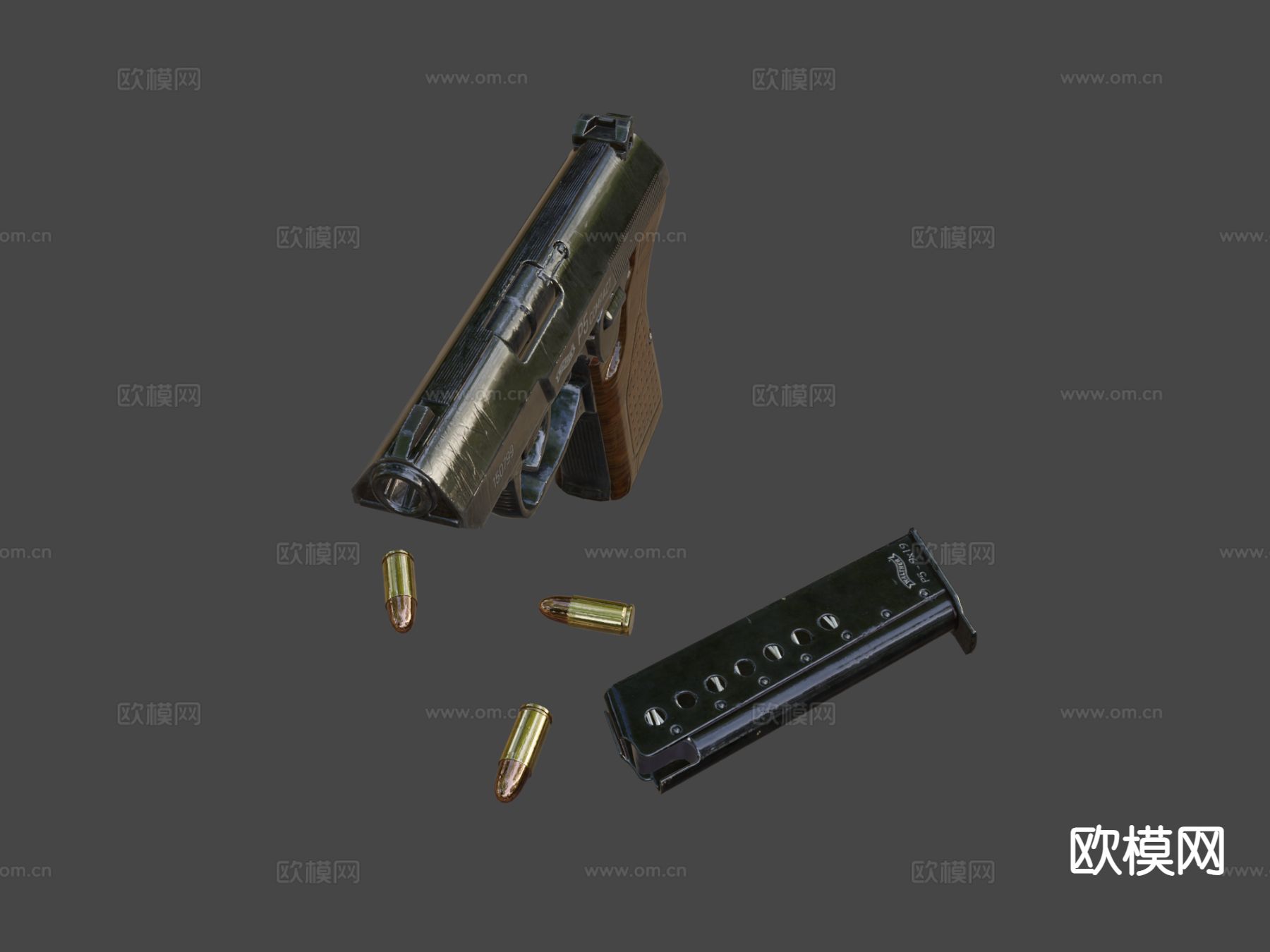 沃尔瑟手枪 枪支 枪械su模型下载（渲染图4）