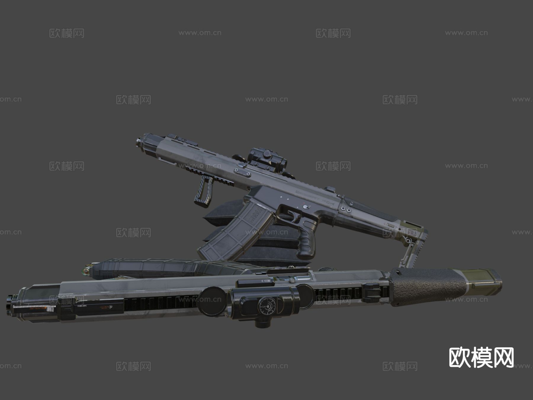 沙漠狐冲锋枪su模型下载（渲染图5）