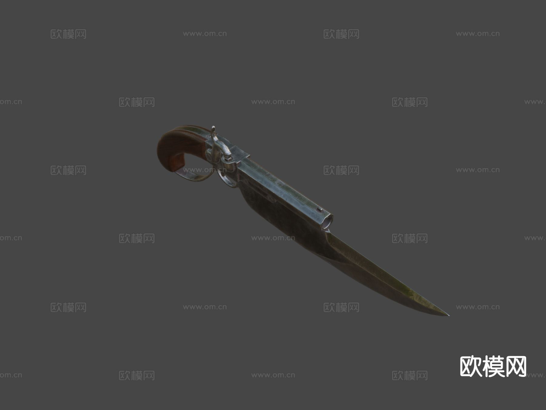 匕首式手枪 枪支 枪械su模型下载（渲染图5）