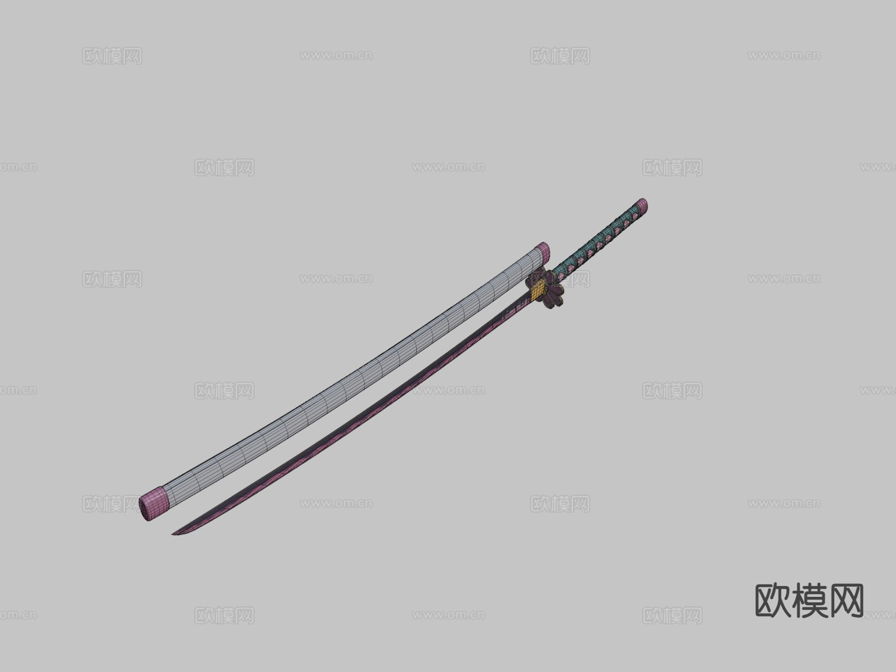 日本短刀 刀刃 武器su模型下载（渲染图1）