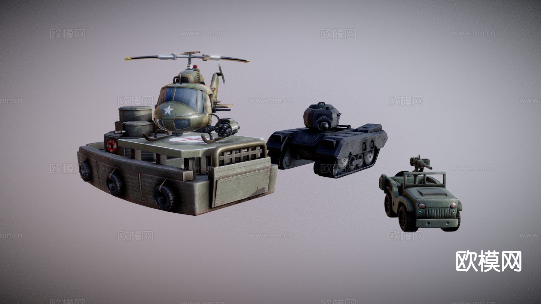 军用坦克 履带车 装甲车su模型下载（渲染图2）