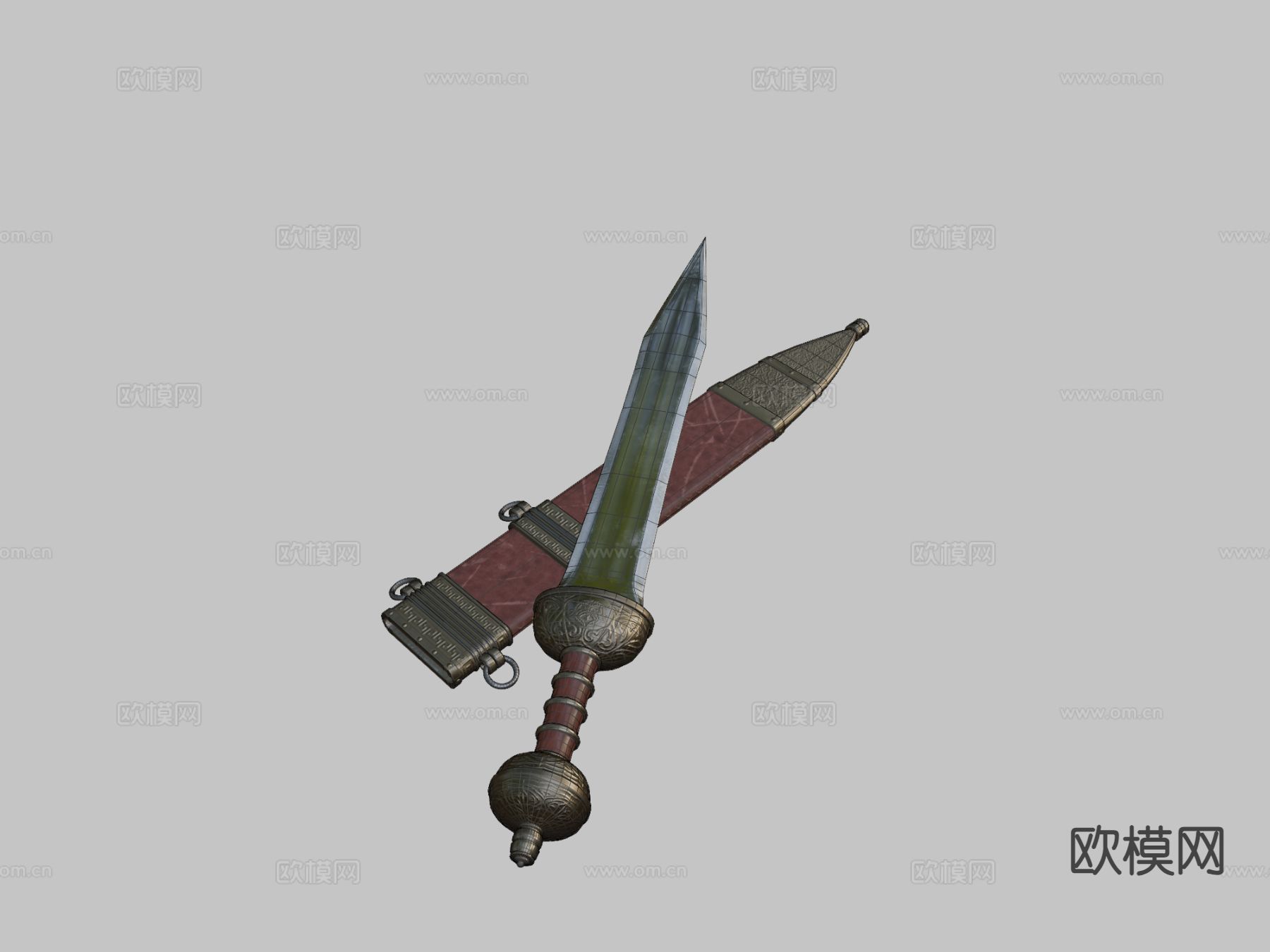 刀与刀鞘su模型下载（渲染图2）