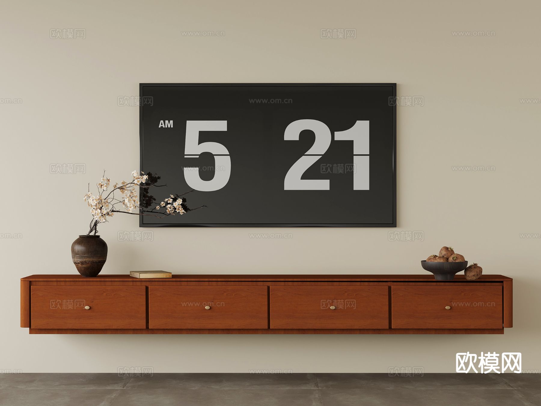 中古风电视柜3d模型下载