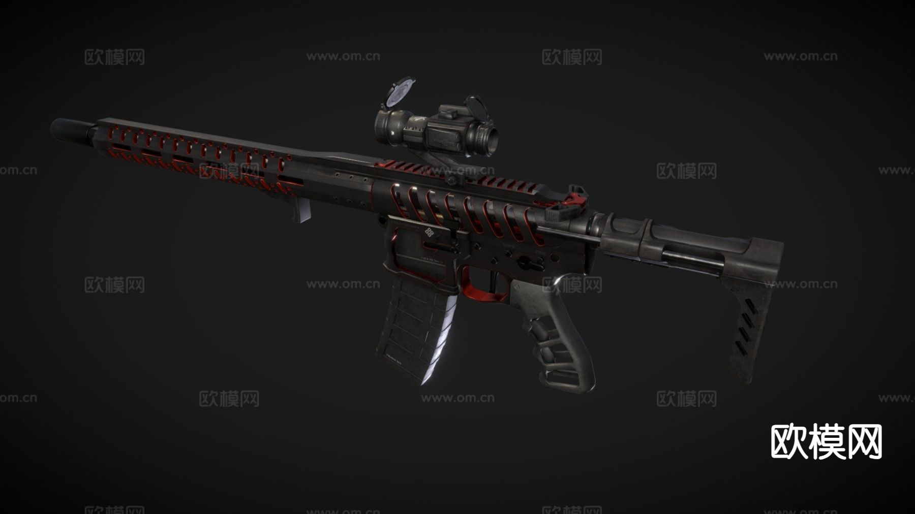 骨架化步枪su模型下载（渲染图2）
