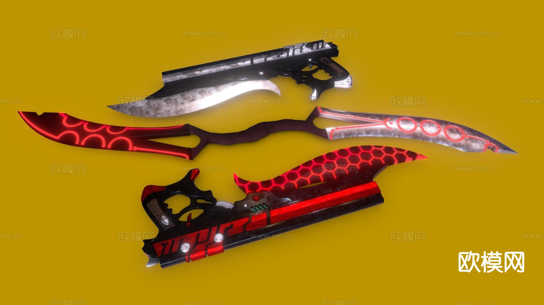 游戏刀具 刀剑 弯刀su模型下载（渲染图2）