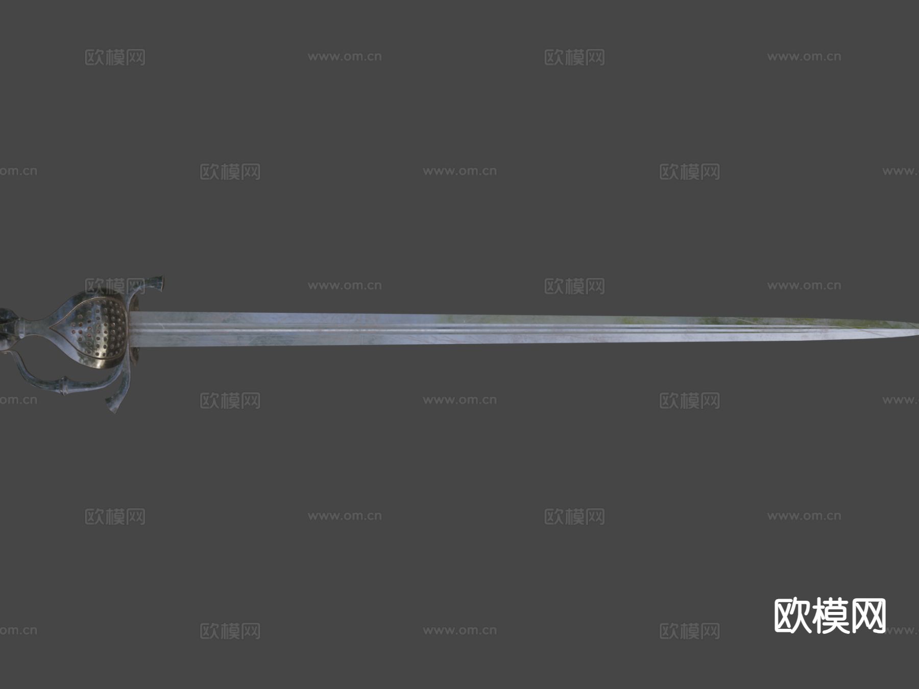 单手侧剑su模型下载（渲染图4）