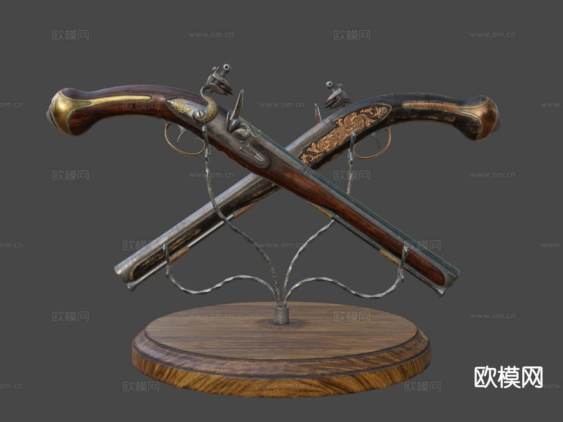 燧发枪su模型下载（渲染图7）