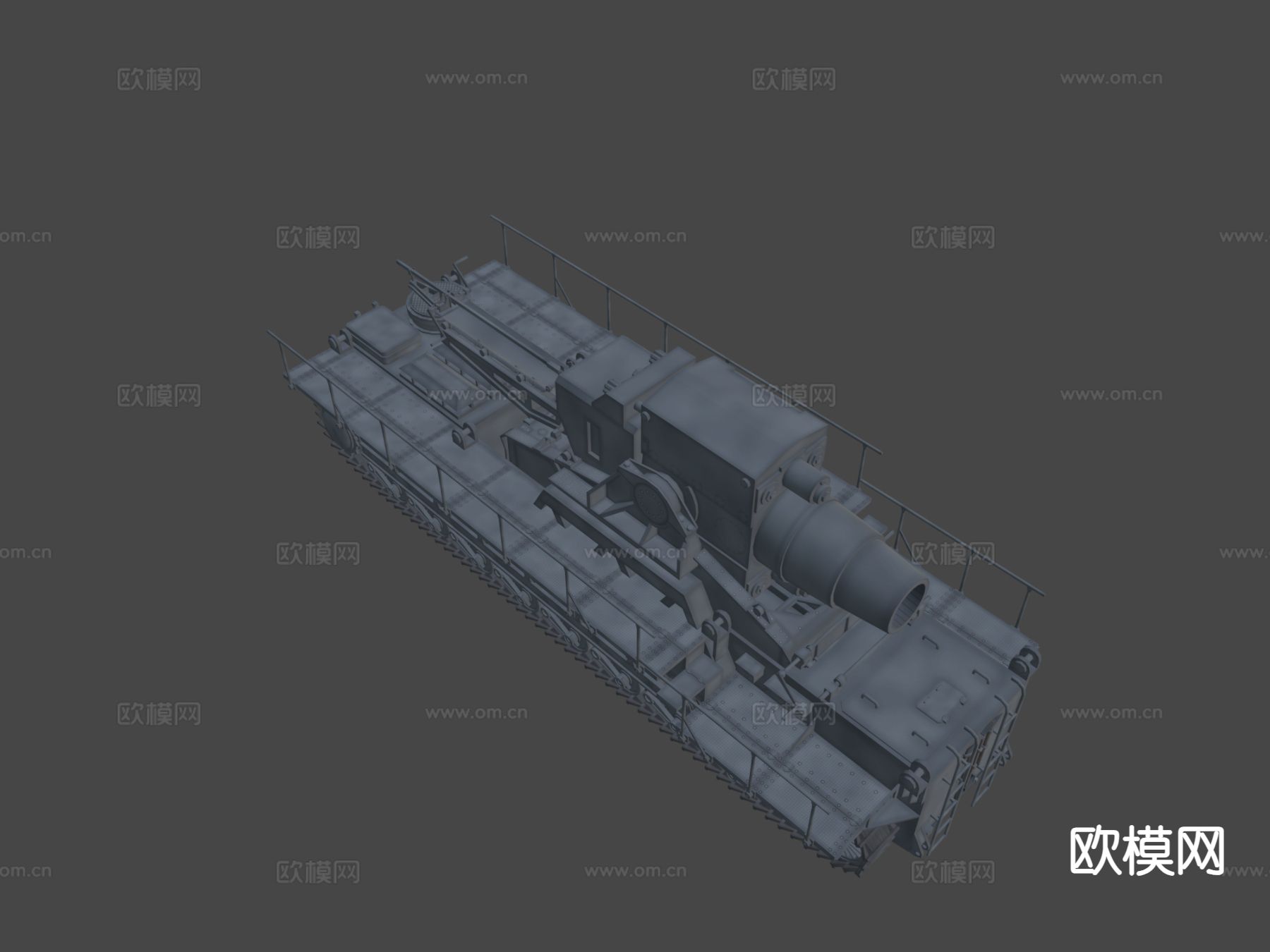 攻城炮 迫击炮 履带车su模型下载（渲染图6）