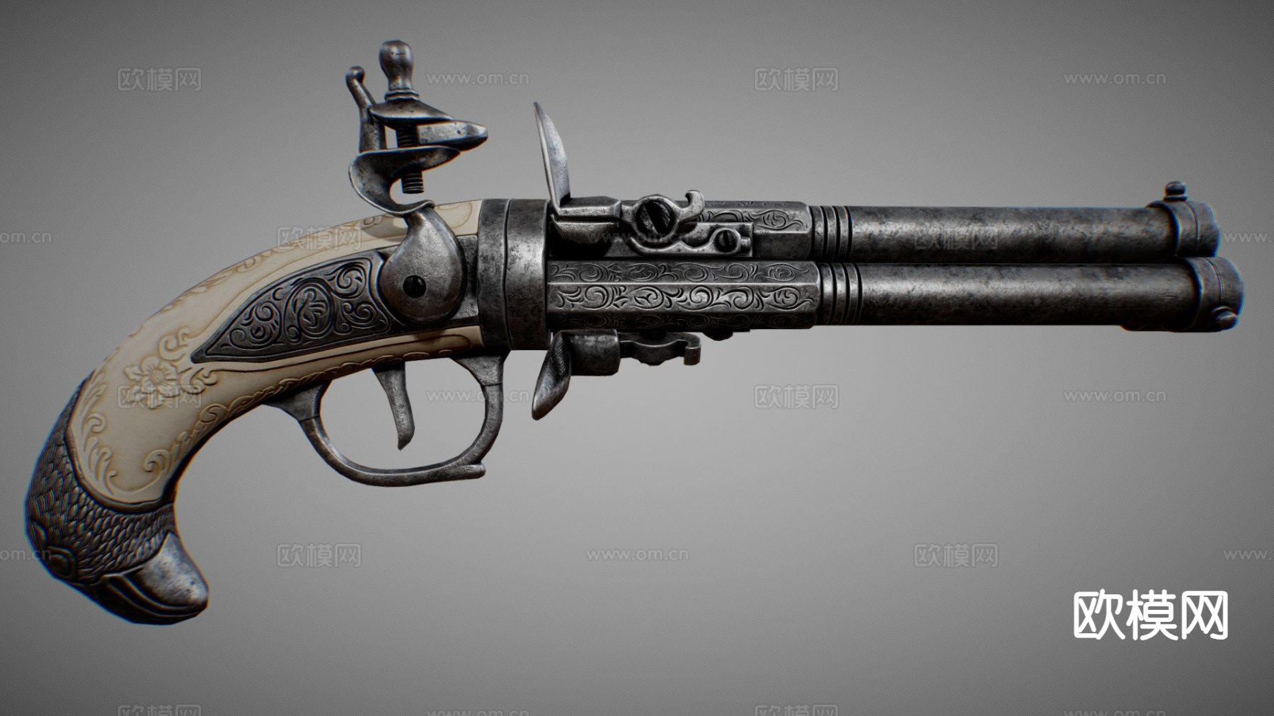 燧发枪su模型下载（渲染图2）