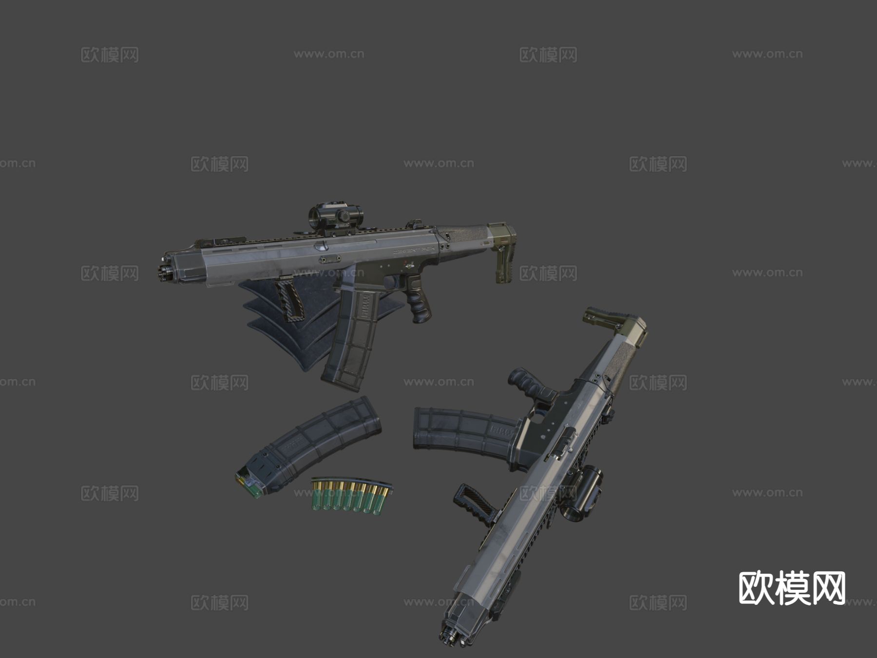 沙漠狐冲锋枪su模型下载（渲染图4）