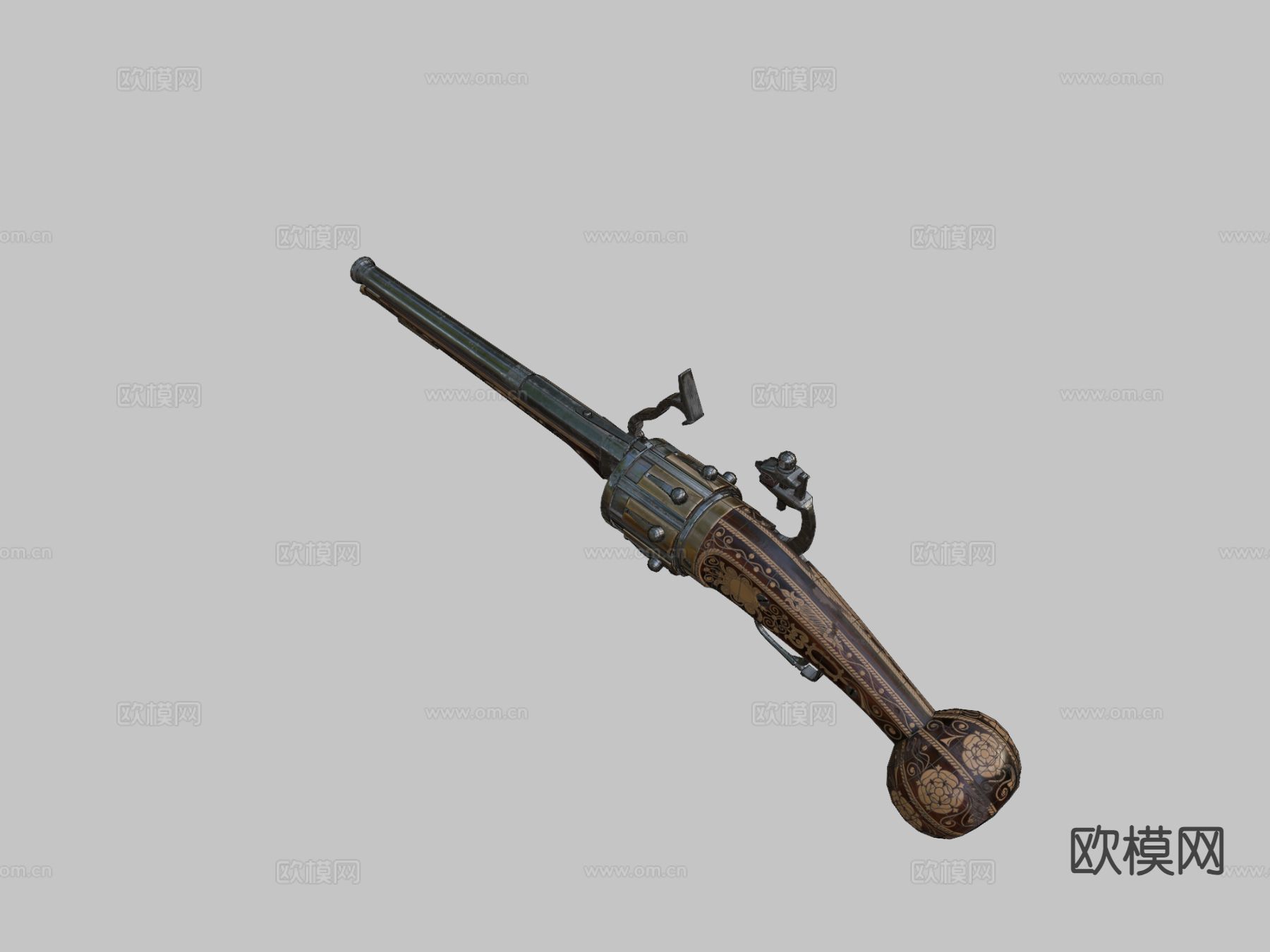 燧发左轮手枪su模型下载（渲染图3）