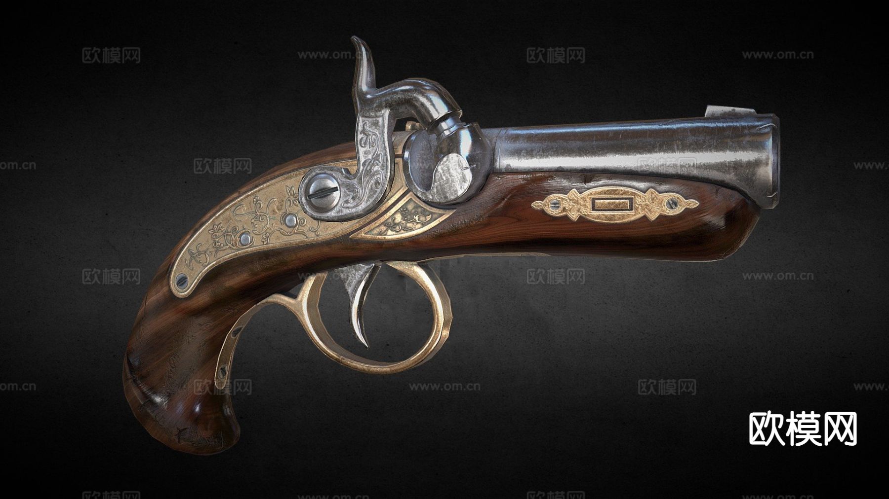 燧发枪su模型下载（渲染图2）