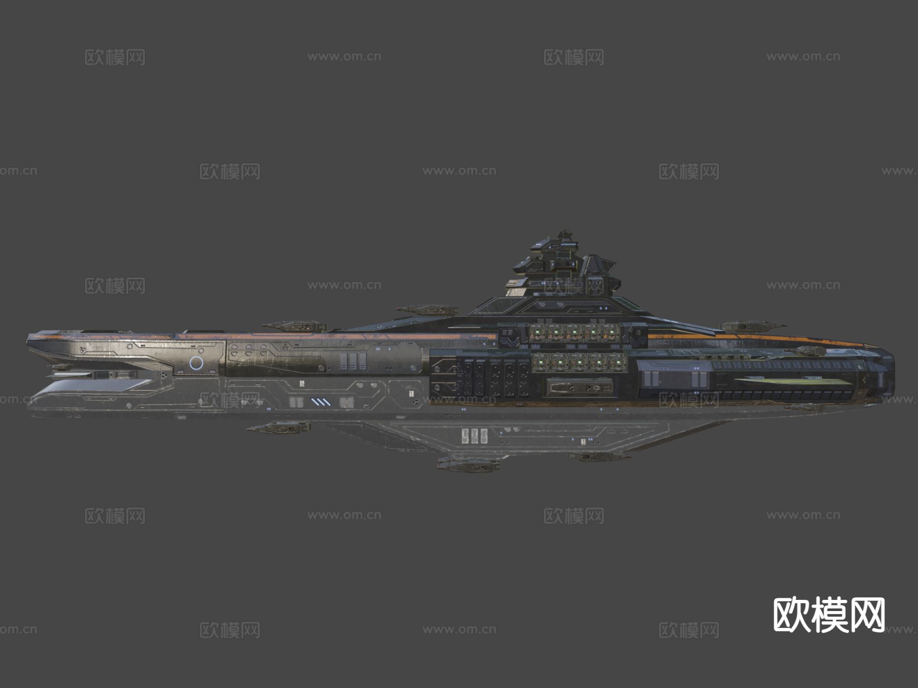 科幻重型巡洋舰su模型下载（渲染图3）