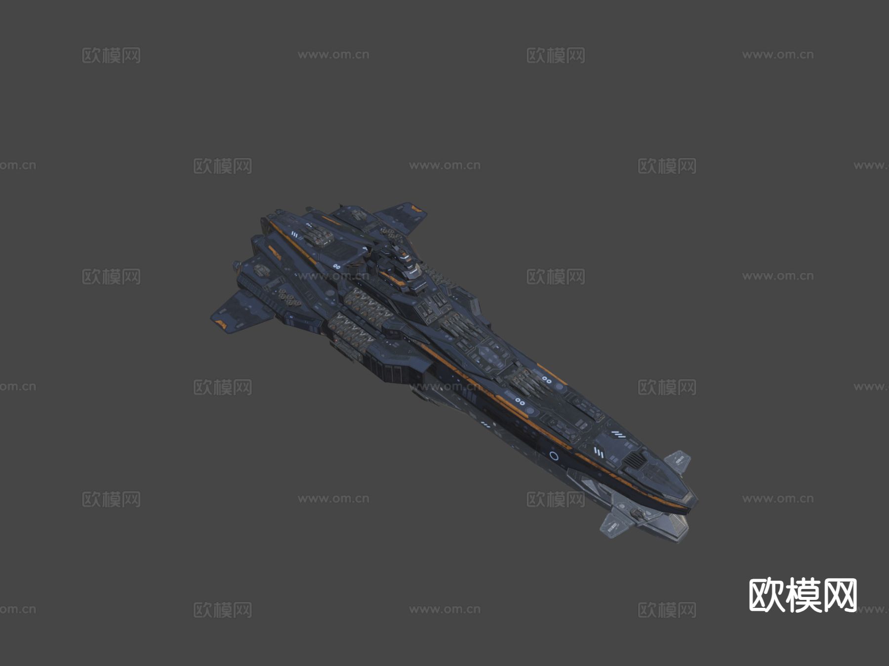 科幻重型巡洋舰su模型下载（渲染图4）