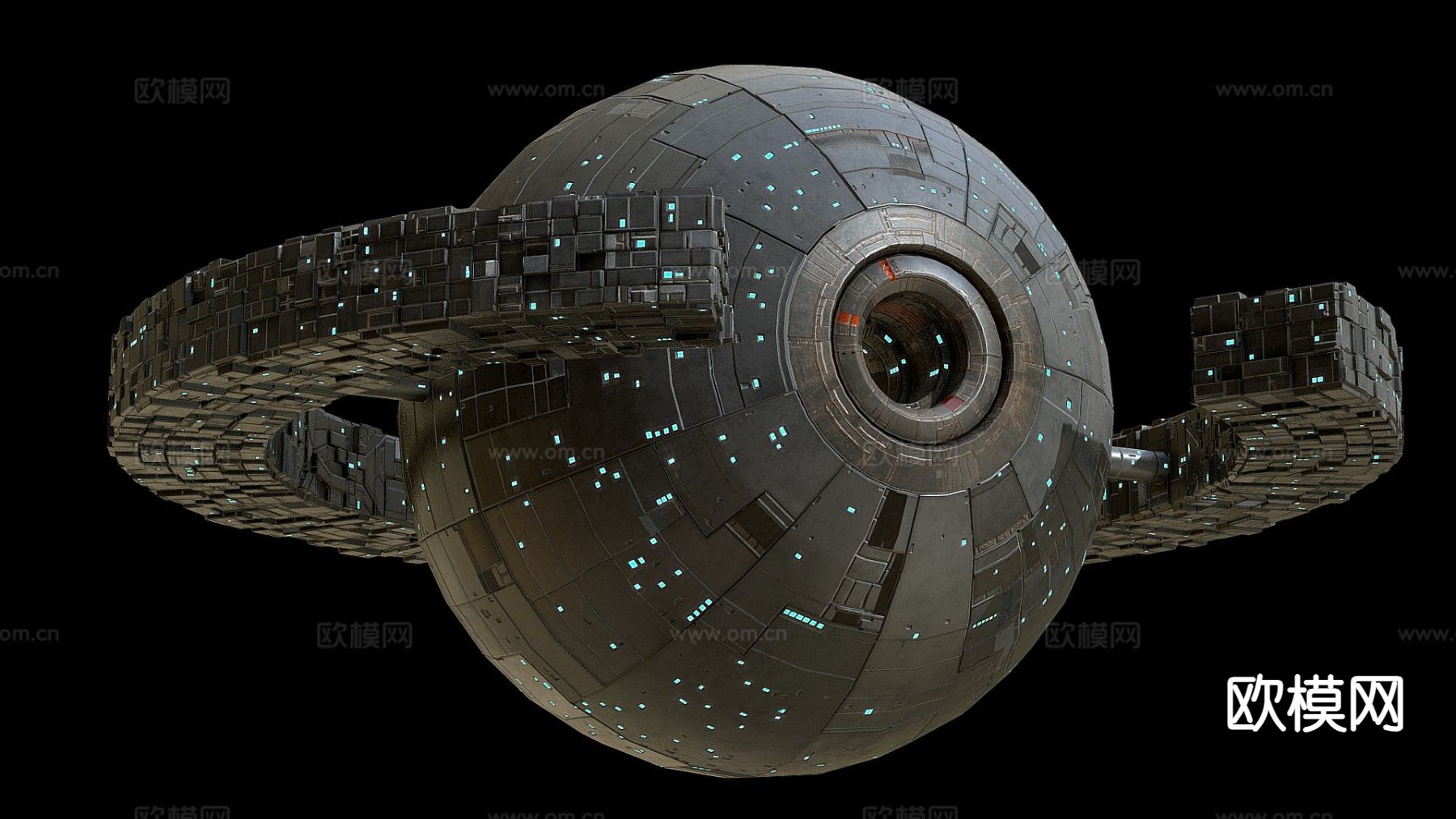 球体宇宙飞船总部母舰su模型下载（渲染图2）