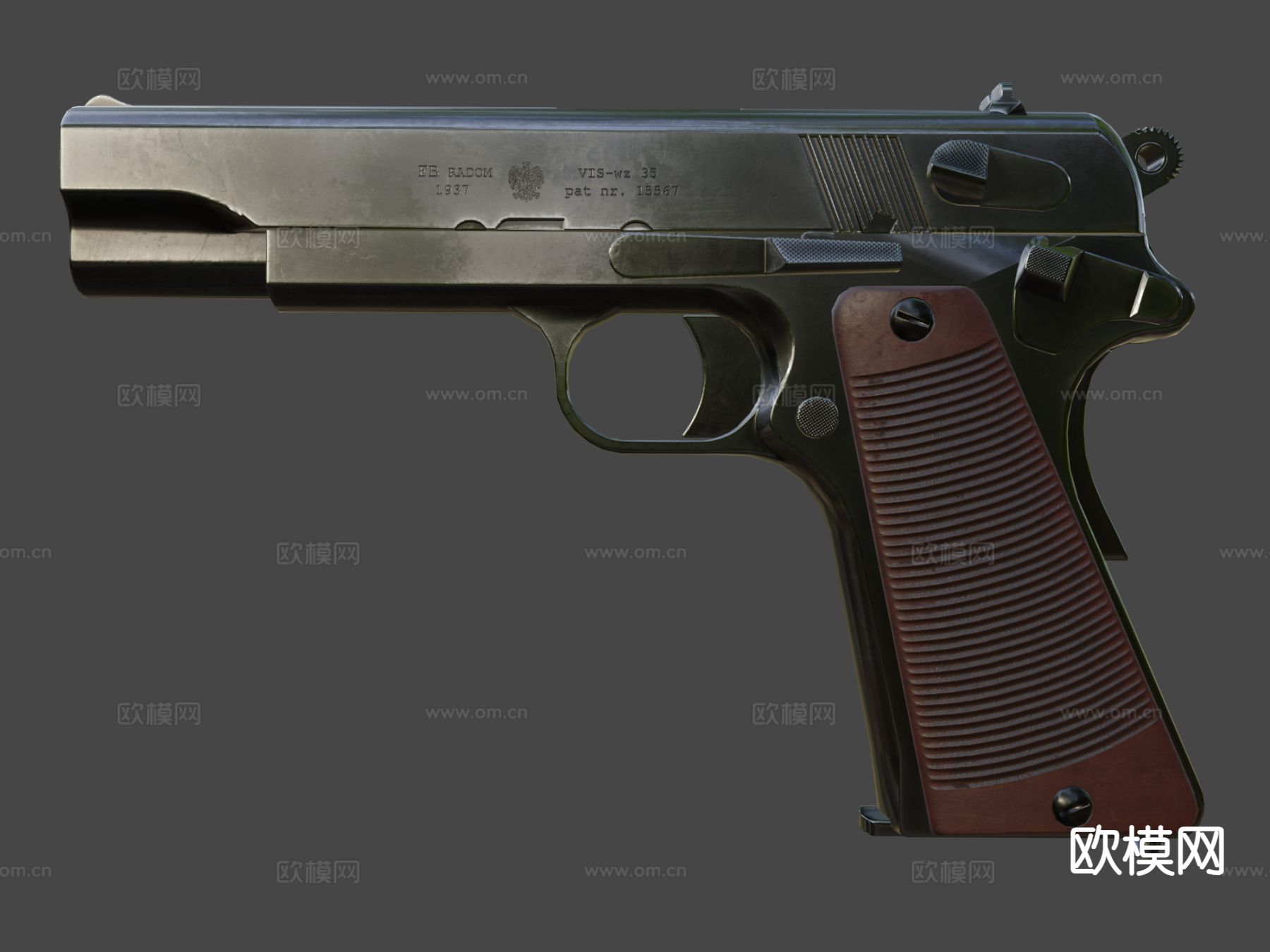 波兰Viswz.35 手枪 枪支 枪械su模型下载（渲染图7）