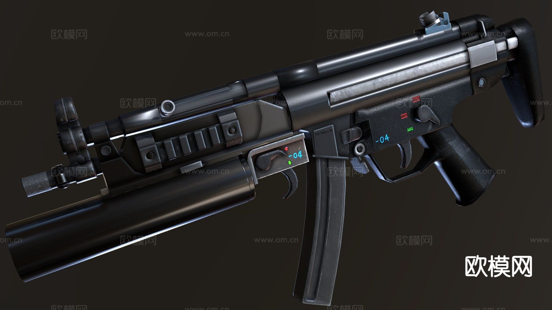 MP5和榴弹发射器su模型下载（渲染图2）