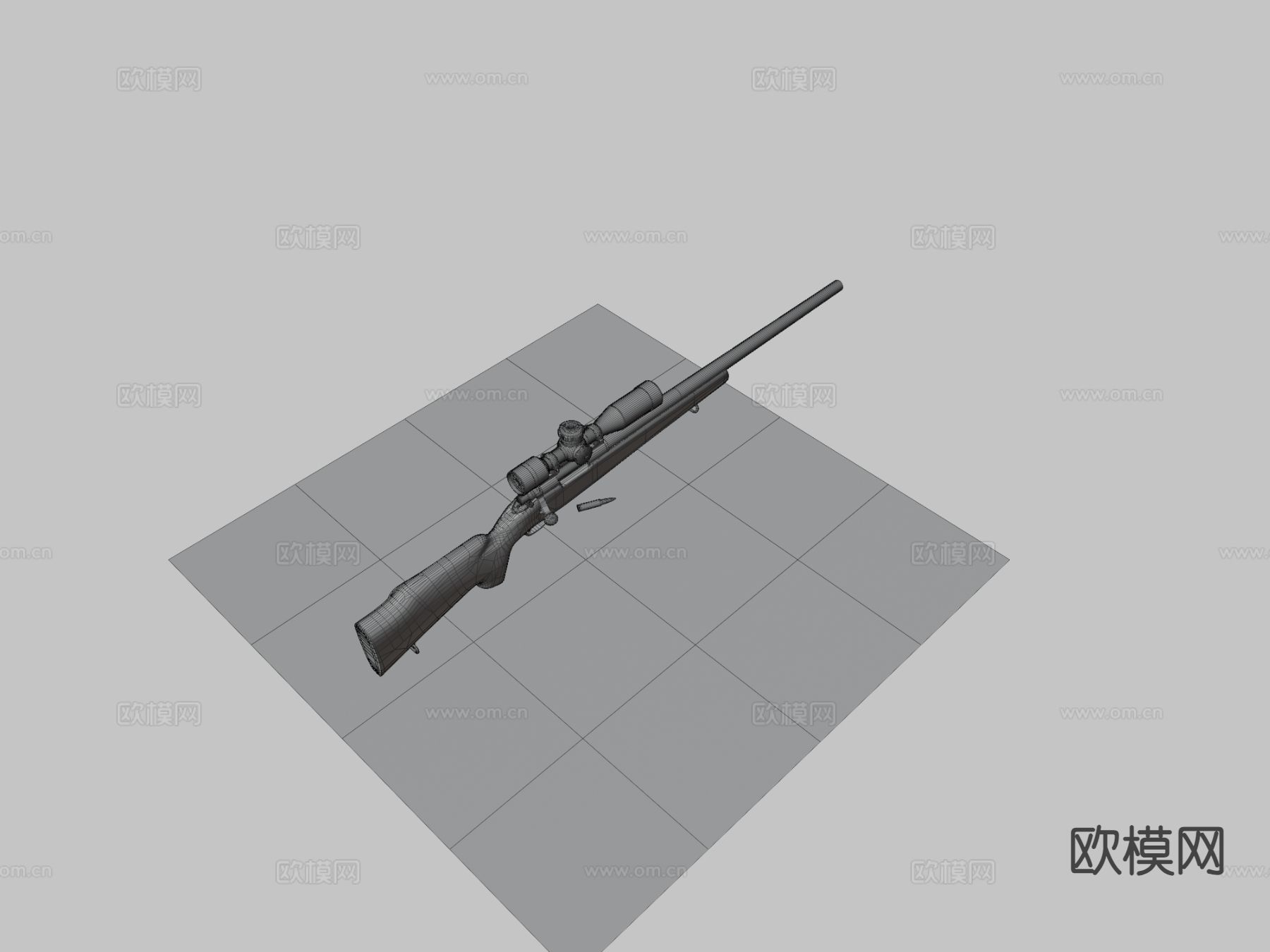 M40A1 狙击步枪 枪支 枪械su模型下载（渲染图3）