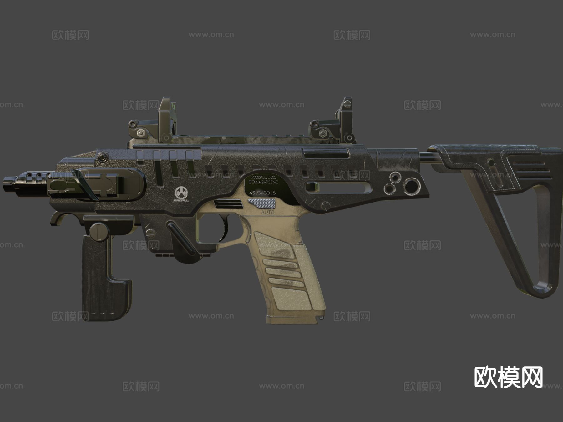 P10罗尼步枪su模型下载（渲染图7）