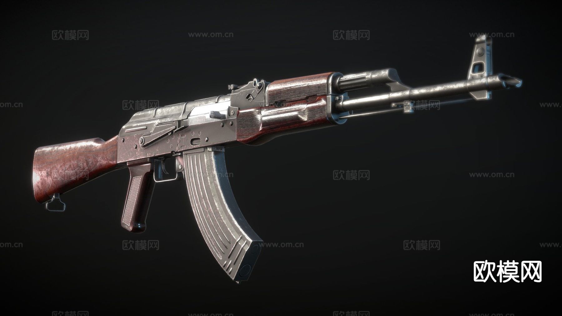 AK47步枪 枪支 枪械su模型下载（渲染图2）