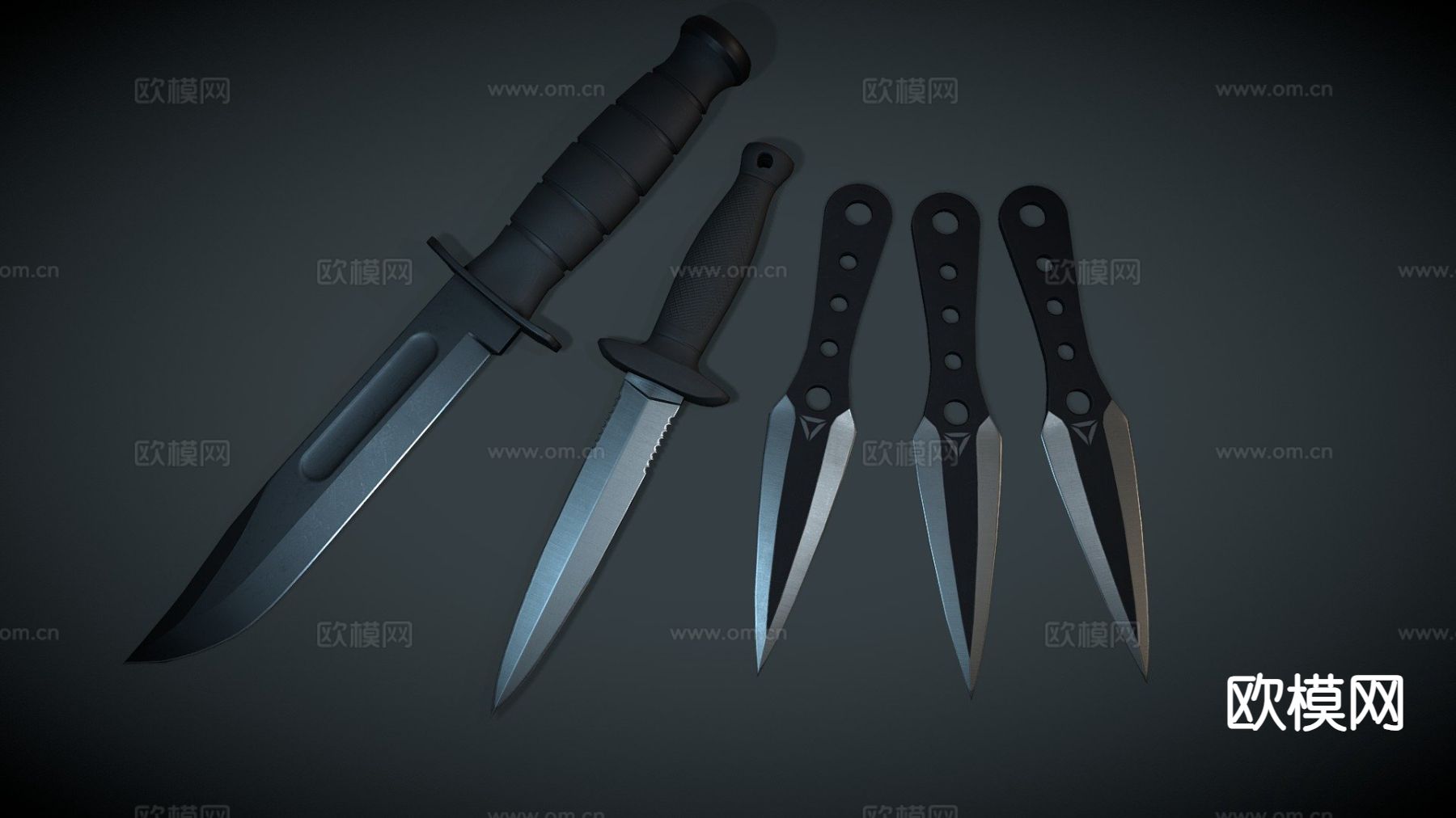 短刀 刀柄 武器su模型下载（渲染图2）