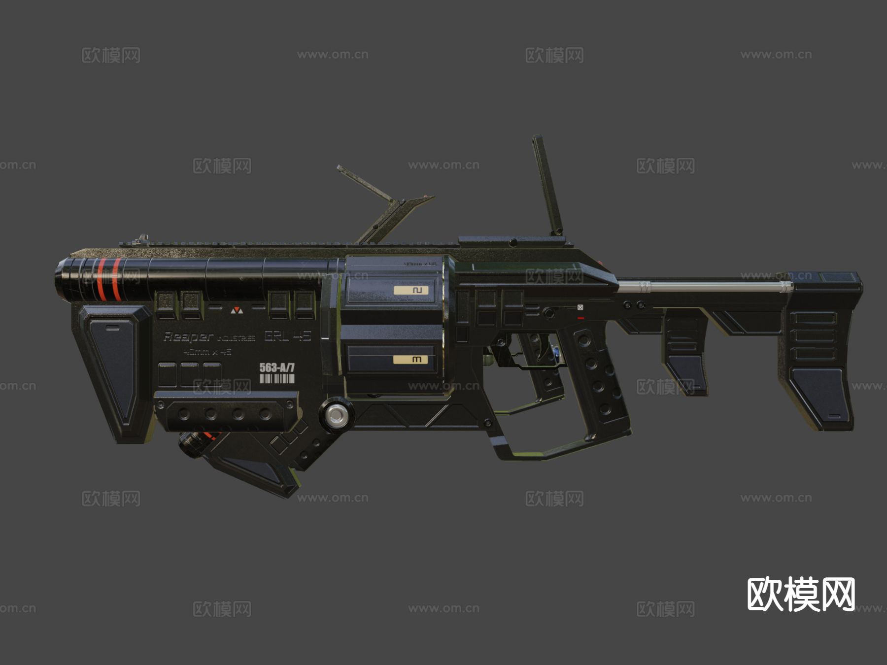 科幻榴弹器 发射器su模型下载（渲染图7）