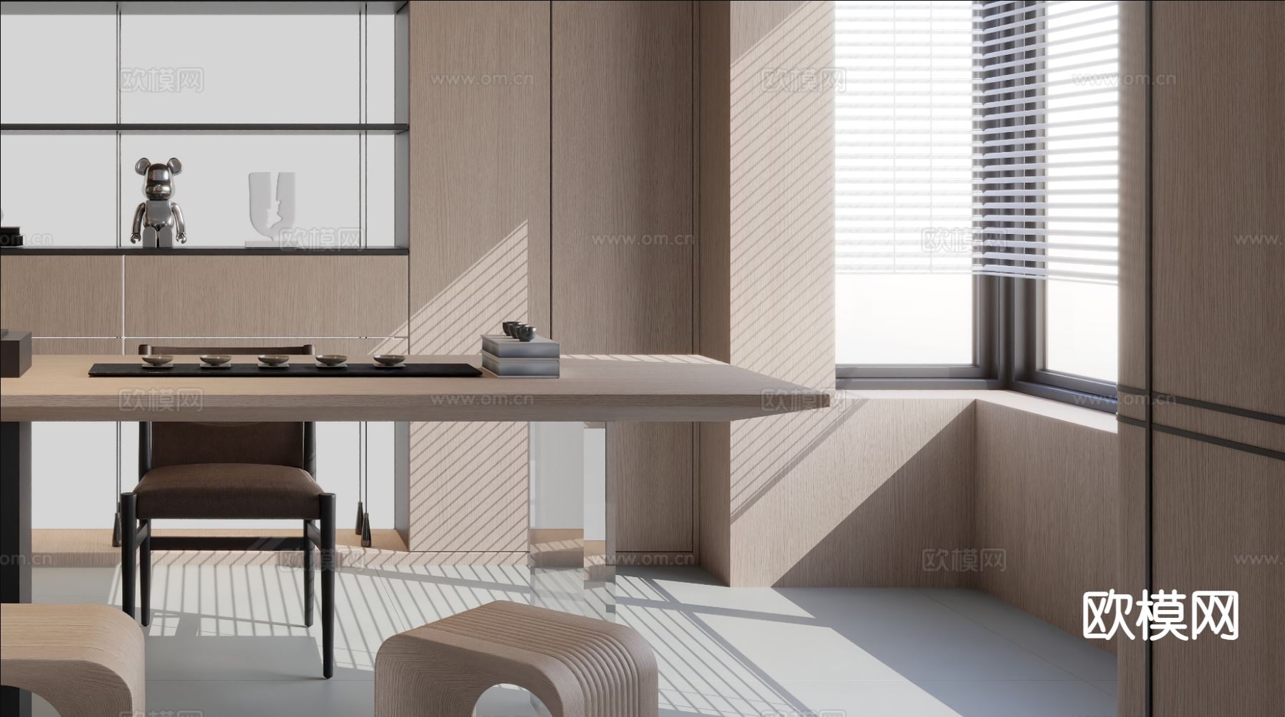 原木茶室 品茶间3d模型下载（渲染图2）