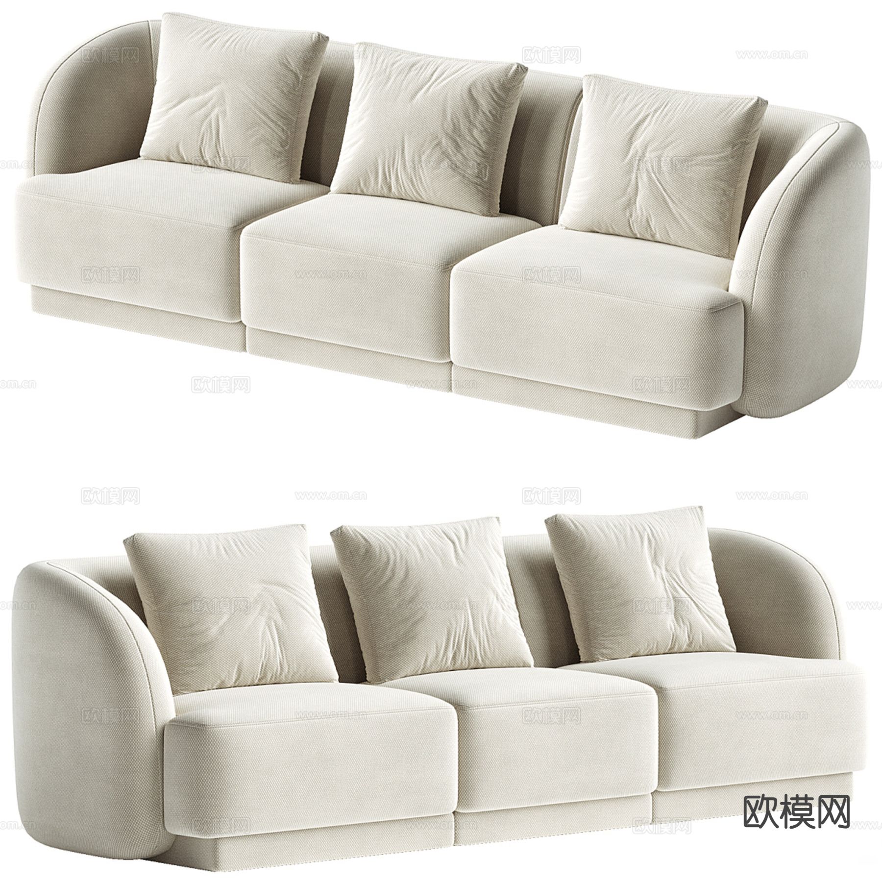 现代三人沙发3d模型下载