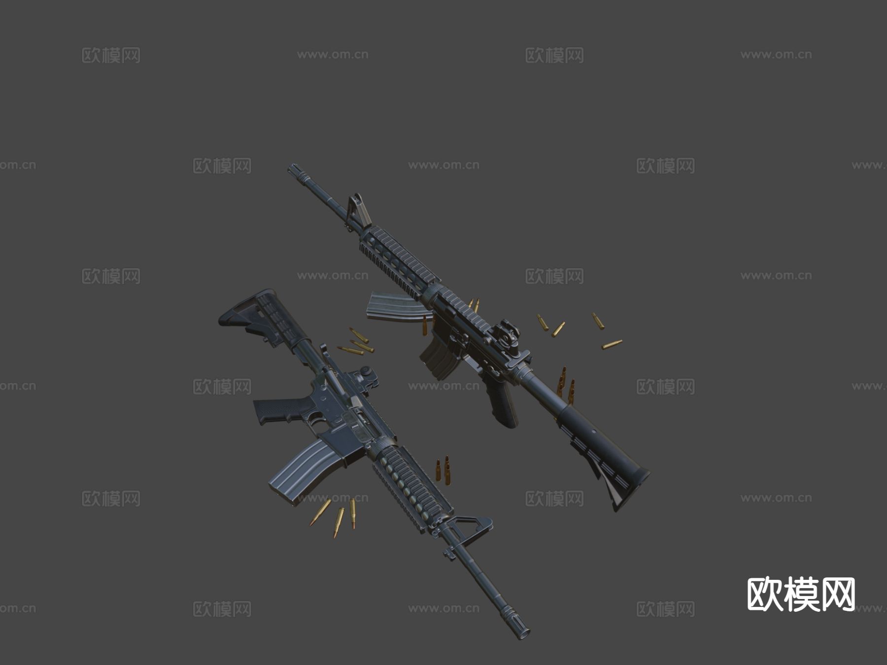 M4A1突击步枪su模型下载（渲染图4）