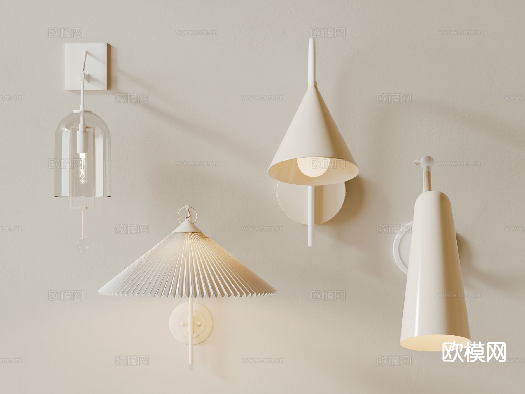 奶油风壁灯3d模型下载