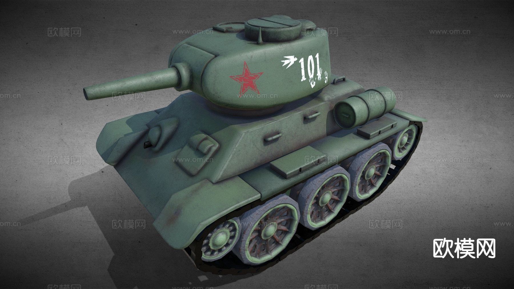 迷你T34坦克 履带车 装甲车su模型下载（渲染图2）