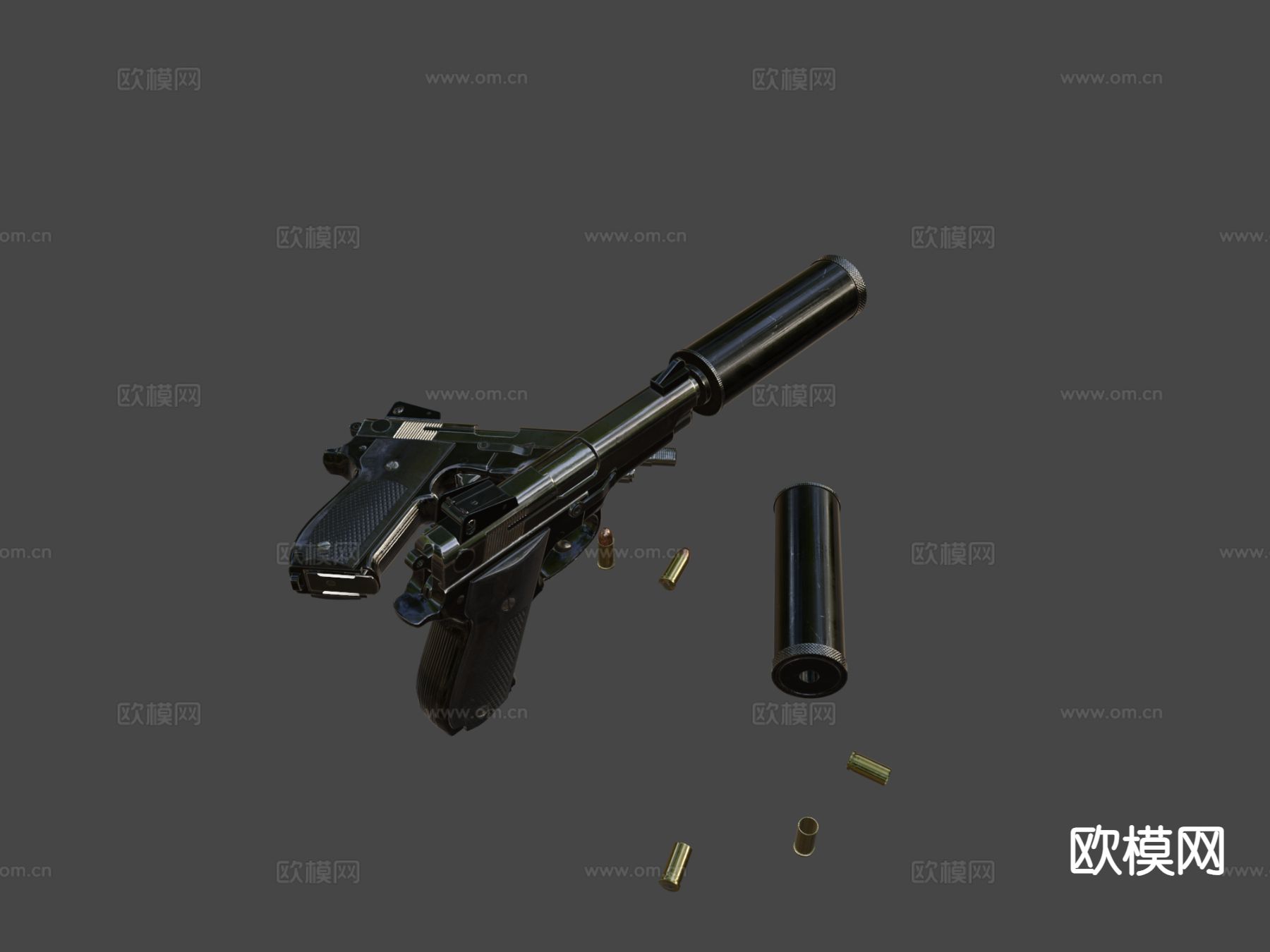 手枪 枪支 枪械su模型下载（渲染图4）