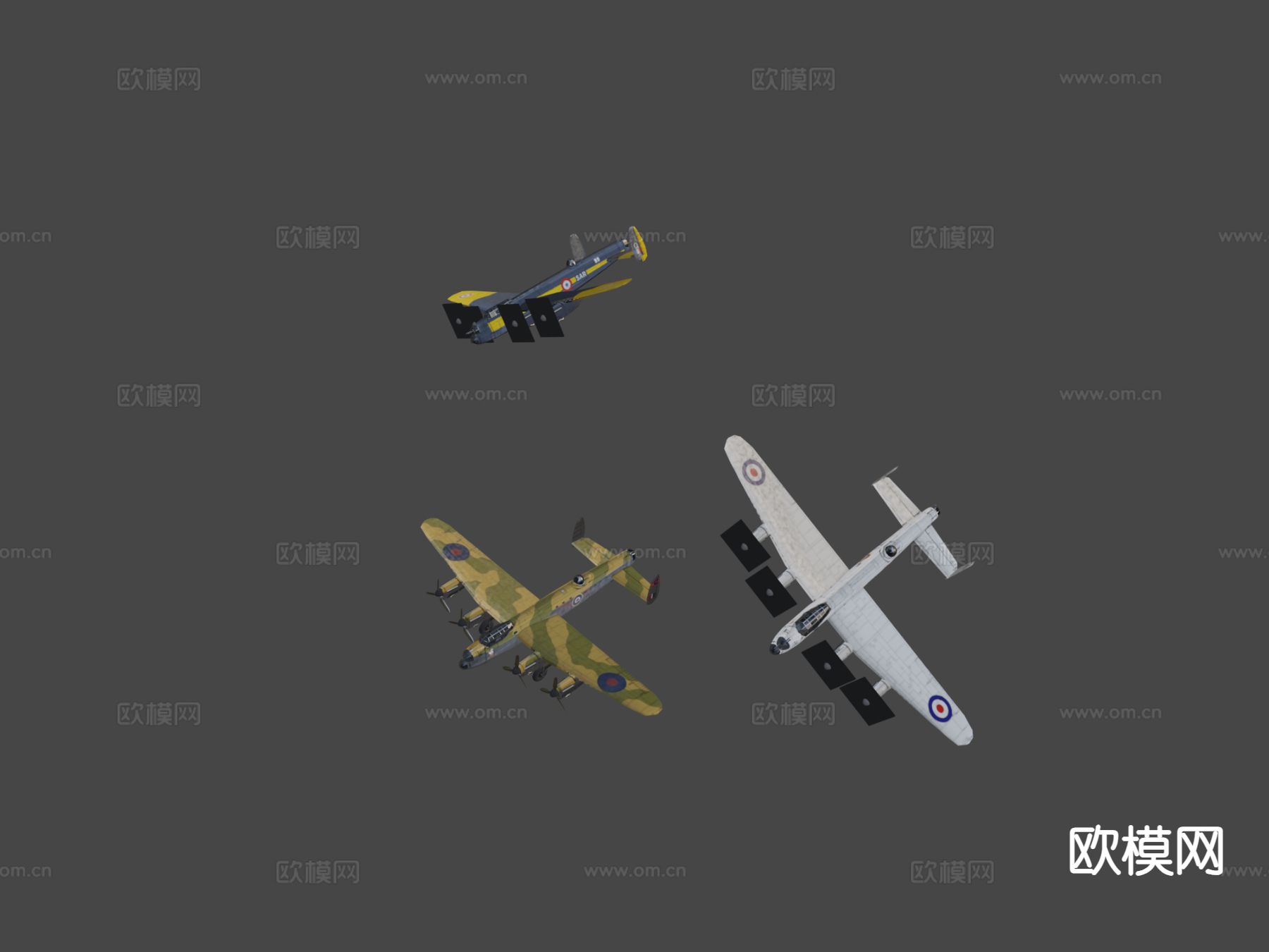 兰开斯特 战斗机 轰炸机su模型下载（渲染图5）