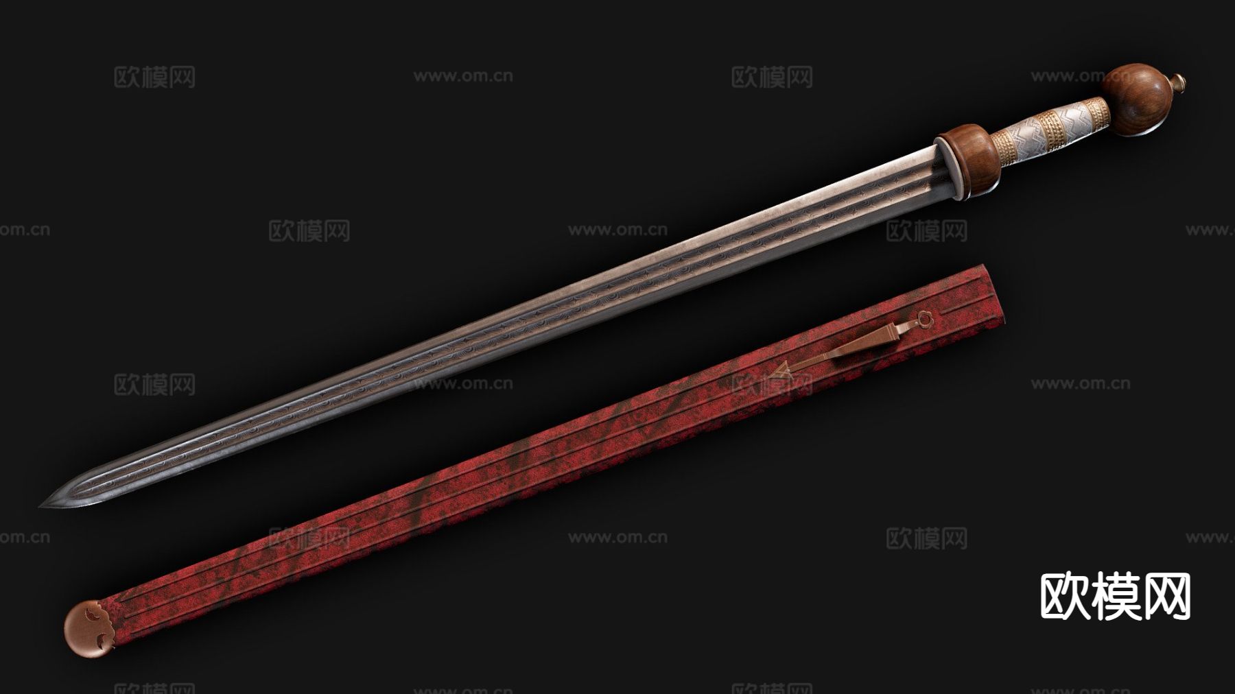 剑与剑鞘su模型下载（渲染图2）