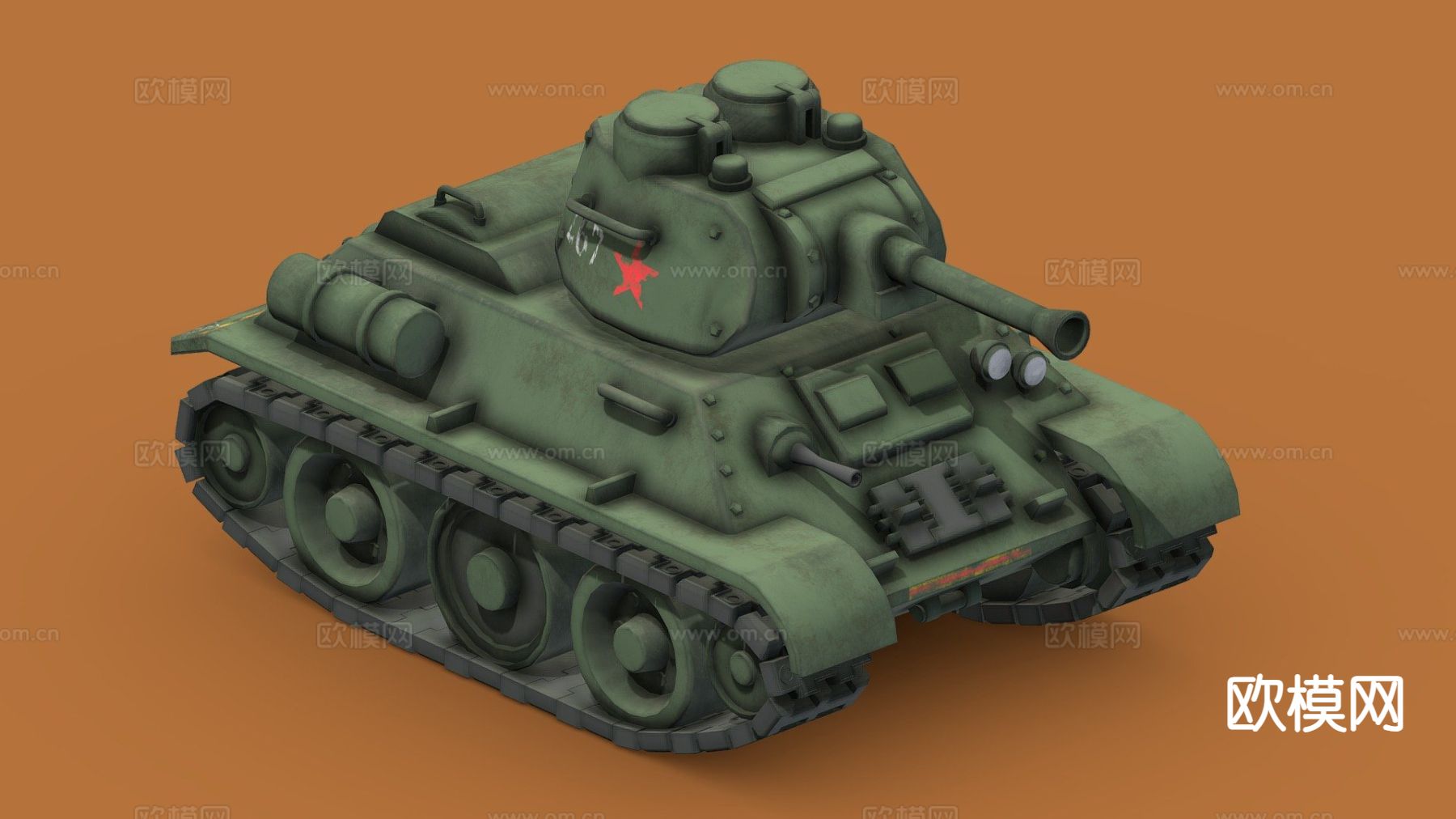 卡通风格坦克su模型下载（渲染图2）