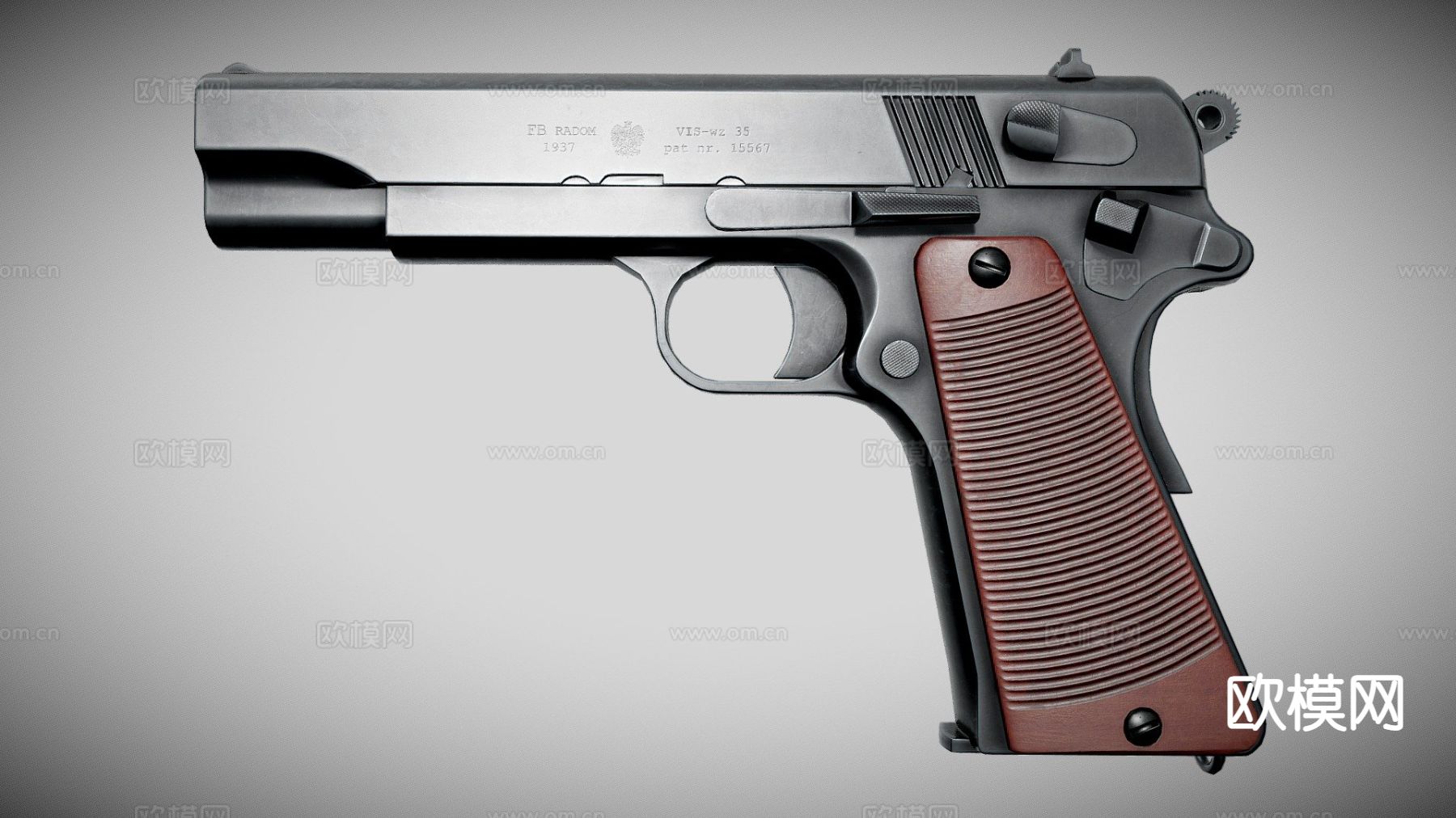 波兰Viswz.35 手枪 枪支 枪械su模型下载（渲染图2）