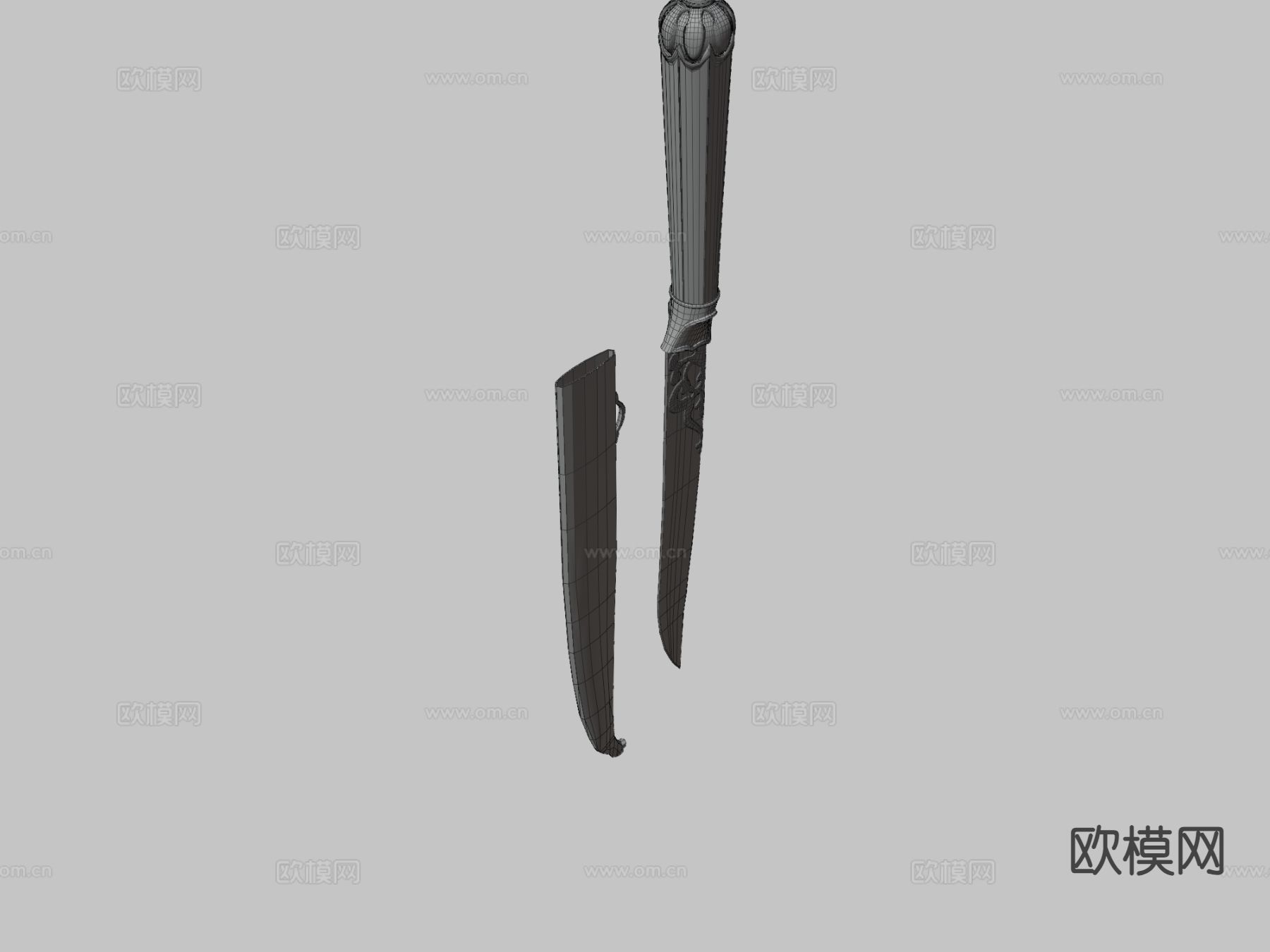奥斯曼玉柄刀 短刀su模型下载（渲染图1）