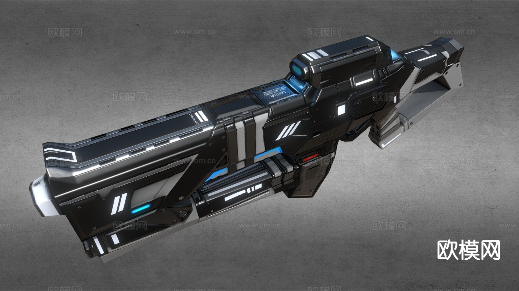 科幻突击枪su模型下载（渲染图2）