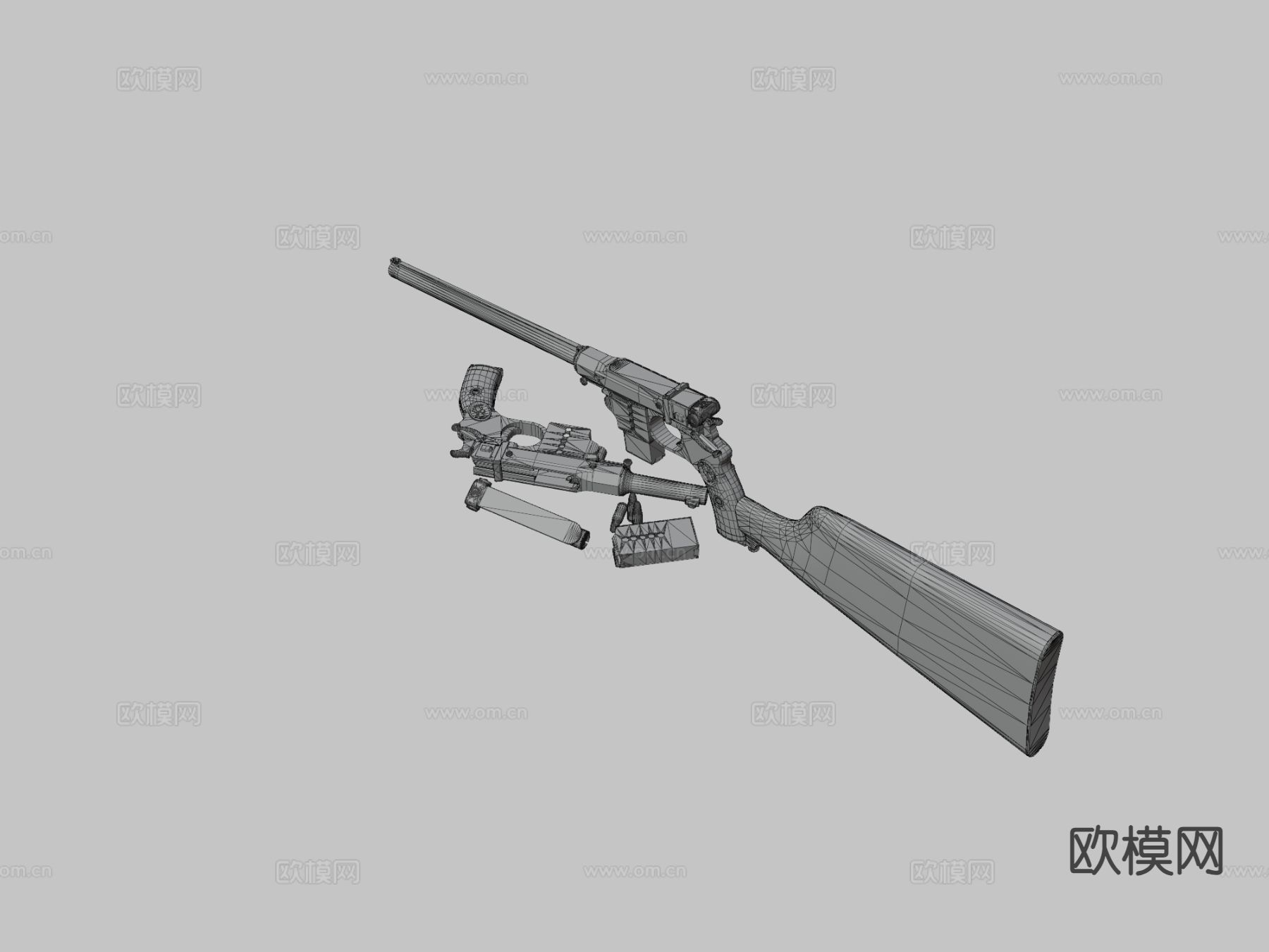 卡宾枪 枪支 枪械 子弹su模型下载（渲染图3）